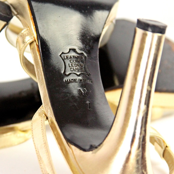 Yves Saint Laurent Strappy Gold Sandal / Evening - Picture 5 of 6